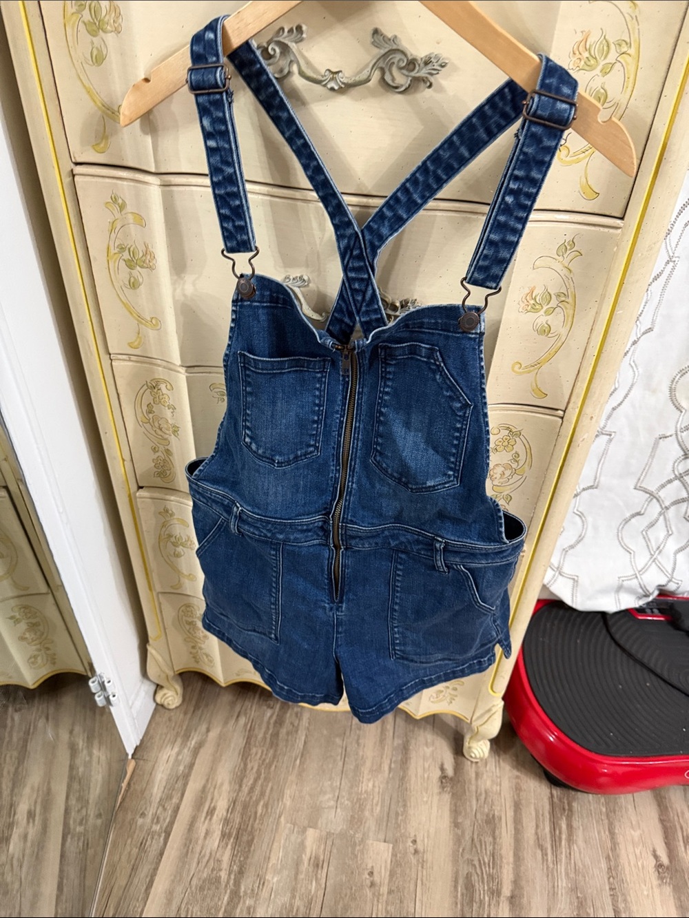 American Eagle Outfitters Blue Denim Shortalls with Front Zip